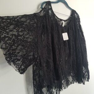 Free People Lace Floral See through sheer blouse XS NWT